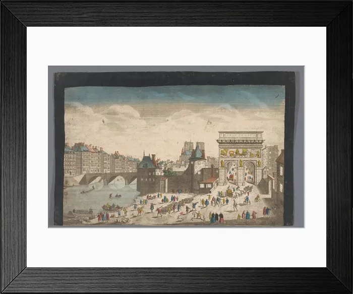 Framed Print : View of the Porte Saint-Bernard and the Pont de la Tournelle over the Seine River in Paris, 1745-75. Creator: Anon Framed Print : View of the Porte Saint-Bernard and the Pont de la Tournelle over the Seine River in Paris, 1745-75. Creator: Anon