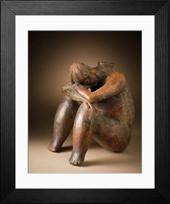 Framed Print : Seated Male Figure, 200 B.C.-A.D. 500. Creator: Unknown