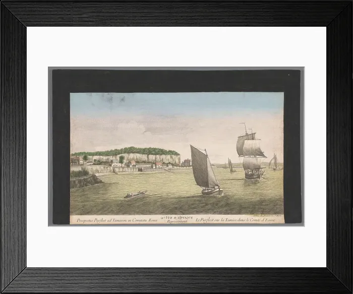 Framed Print : View of sailing ships on the River Theems in Purfleet, 1745-1775. Creator: Anon Framed Print : View of sailing ships on the River Theems in Purfleet, 1745-1775. Creator: Anon