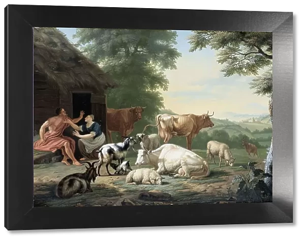 Arcadian Landscape with Shepherds and Cattle, 1710-1763. Creator: Jan van Gool