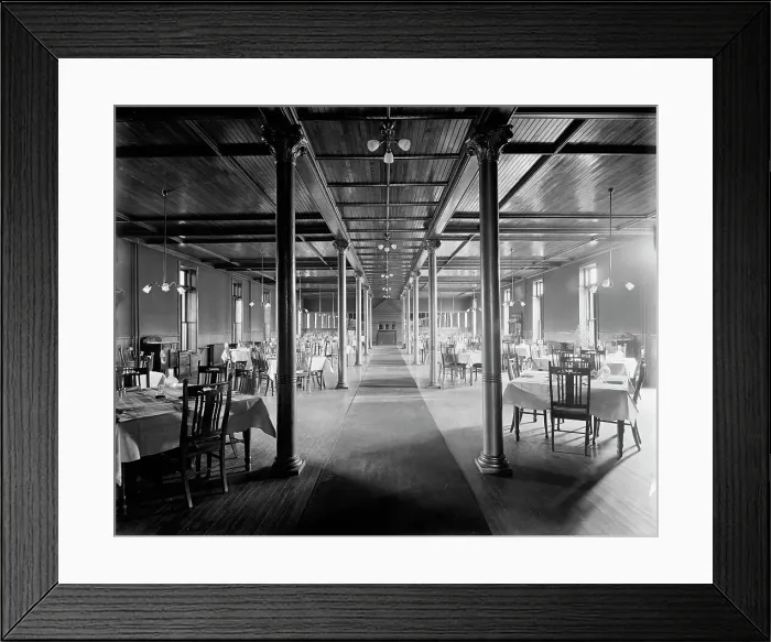Framed Print : Alma Sanitarium, dining room, Alma, Mich. between 1900 and 1910. Creator: William H. Jackson Framed Print : Alma Sanitarium, dining room, Alma, Mich. between 1900 and 1910. Creator: William H. Jackson