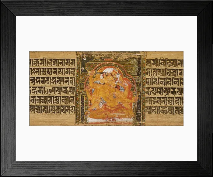 Framed Print : A Goddess, and the Goddess Mahapratisara, Two Folios from a Pancharaksha... between 1160 and 1161. Creator: Unknown Framed Print : A Goddess, and the Goddess Mahapratisara, Two Folios from a Pancharaksha... between 1160 and 1161. Creator: Unknown