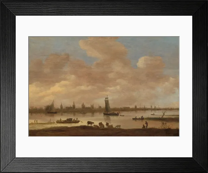 Framed Print : View of an Imaginary Town across a River, with the Tower of Saint Pol in Vianen, 1649. Creator: Jan van Goyen Framed Print : View of an Imaginary Town across a River, with the Tower of Saint Pol in Vianen, 1649. Creator: Jan van Goyen