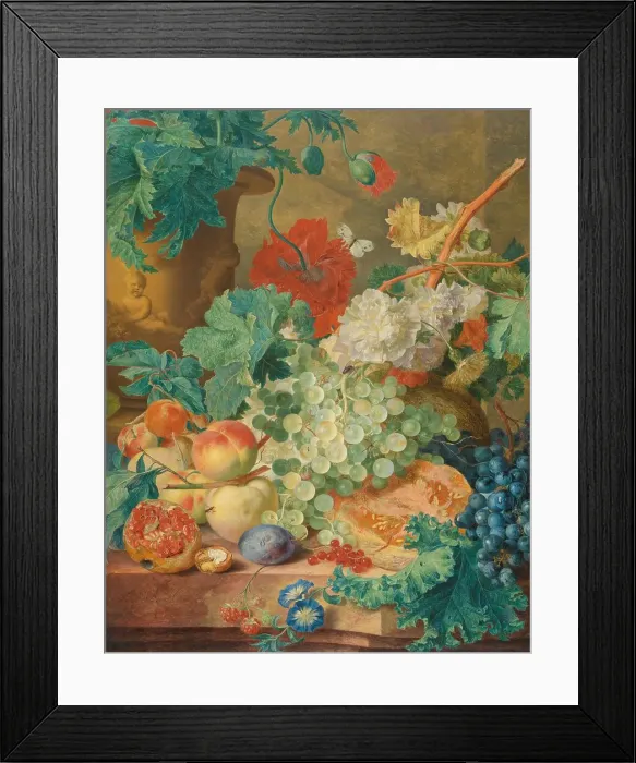 Framed Print : Still Life with Flowers and Fruit, c.1728. Creator: Jan van Huysum Framed Print : Still Life with Flowers and Fruit, c.1728. Creator: Jan van Huysum