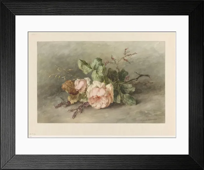 Framed Print : Roses, 1853-1892. Creator: Marguerite Roosenboom Framed Print : Roses, 1853-1892. Creator: Marguerite Roosenboom