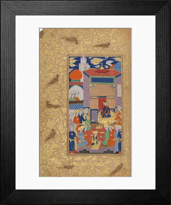 Framed Print : A Court Scene; Page from a Manuscript of Habib al-Siyar of Khwandamir, 1625. Creators: Unknown, Khvandamir Framed Print : A Court Scene; Page from a Manuscript of Habib al-Siyar of Khwandamir, 1625. Creators: Unknown, Khvandamir