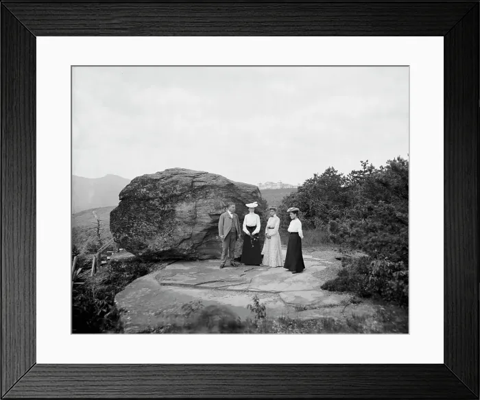 Framed Print : Mr. H.E. Eder and family at Bowlder [i.e. Boulder] Rock, between 1900 and 1905. Creator: William H. Jackson