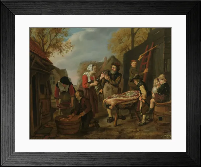 Framed Print : Butchering a Pig, 1648. Creator: Jan Victors Framed Print : Butchering a Pig, 1648. Creator: Jan Victors