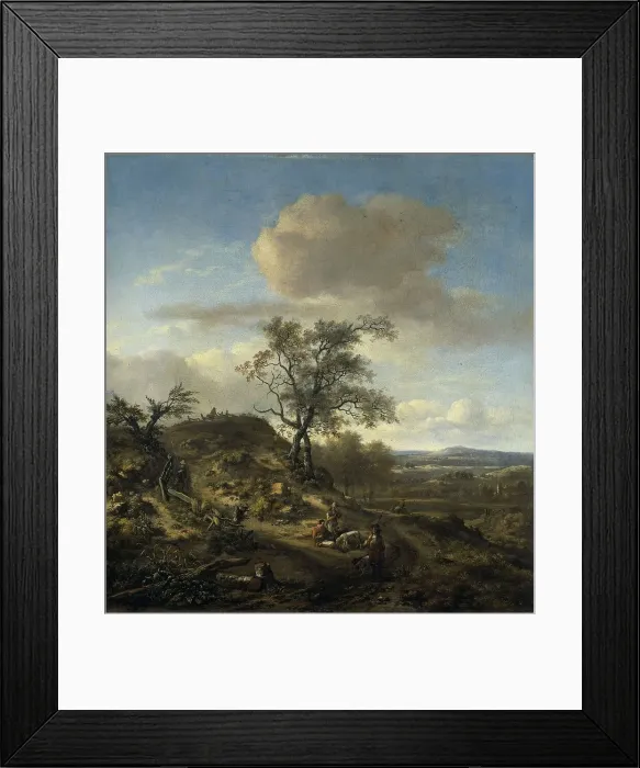 Framed Print : Landscape with a Hunter and other Figures, c.1660-c.1670. Creator: Jan Wijnants