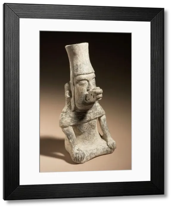 Framed Print : Seated Figure Wearing Serpent Mask, A.D. 550-900. Creator: Unknown Framed Print : Seated Figure Wearing Serpent Mask, A.D. 550-900. Creator: Unknown