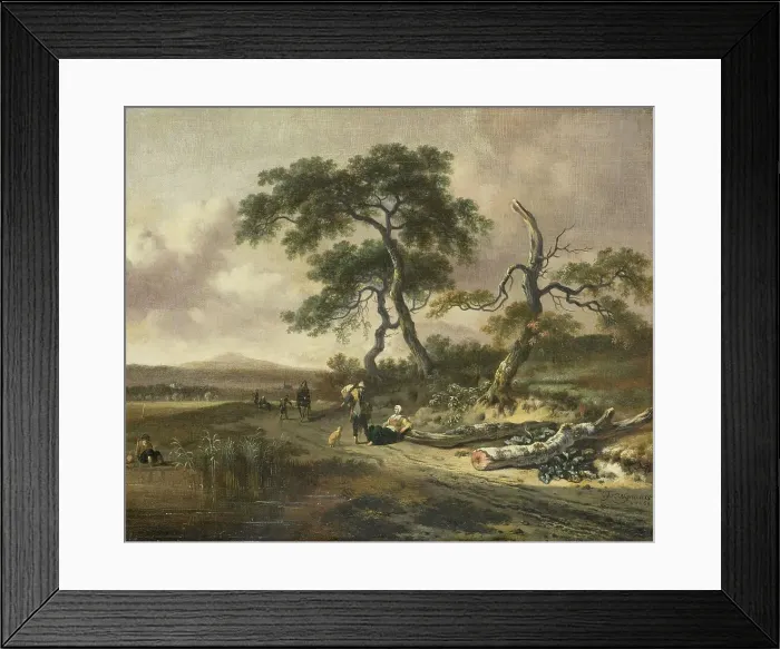Framed Print : Landscape with a Peddler and Woman Resting, 1669. Creator: Jan Wijnants Framed Print : Landscape with a Peddler and Woman Resting, 1669. Creator: Jan Wijnants