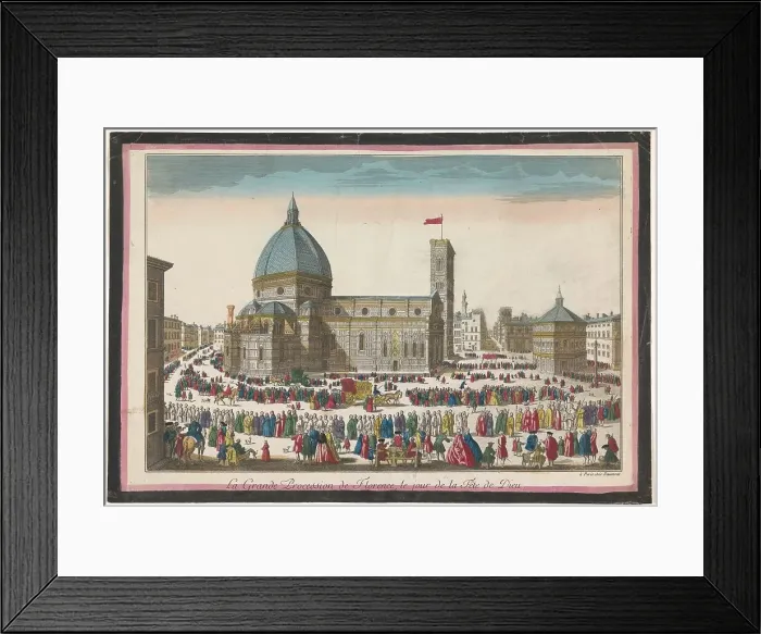Framed Print : View of the Duomo in Florence with a procession on Corpus Christi, 1745-1775. Creator: Anon Framed Print : View of the Duomo in Florence with a procession on Corpus Christi, 1745-1775. Creator: Anon