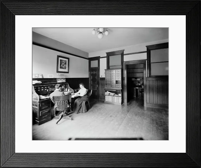 Framed Print : Glazier Stove Company, secretary's room, Chelsea, Mich. between 1900 and 1910. Creator: William H. Jackson Framed Print : Glazier Stove Company, secretary's room, Chelsea, Mich. between 1900 and 1910. Creator: William H. Jackson