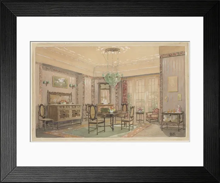 Framed Print : Dining room with matte seats, c.1925. Creator: Monogrammist HK Framed Print : Dining room with matte seats, c.1925. Creator: Monogrammist HK