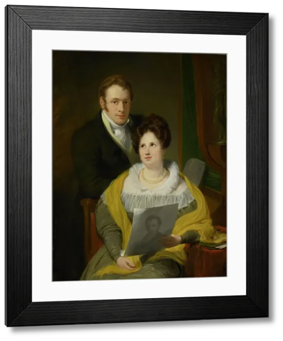 Framed Print : Portrait of a Woman and a Man, 1829. Creator: Nicolaas Pieneman Framed Print : Portrait of a Woman and a Man, 1829. Creator: Nicolaas Pieneman