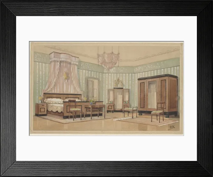 Framed Print : Bedroom with light crown in bed sky, c.1925. Creator: Monogrammist HK