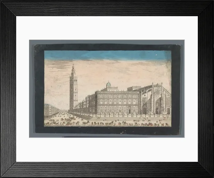 Framed Print : View of Sevilla Cathedral, 1745-1775. Creator: Anon Framed Print : View of Sevilla Cathedral, 1745-1775. Creator: Anon