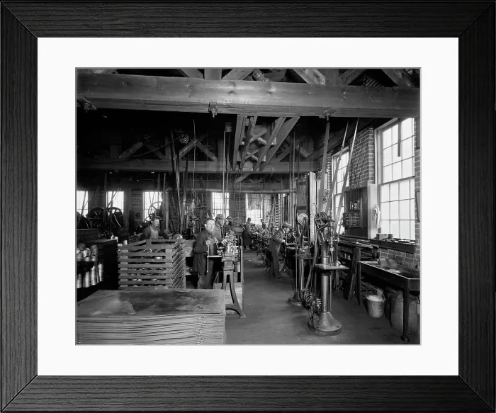 Framed Print : Glazier Stove Company, machine room, Chelsea, Mich. between 1900 and 1910. Creator: William H. Jackson Framed Print : Glazier Stove Company, machine room, Chelsea, Mich. between 1900 and 1910. Creator: William H. Jackson