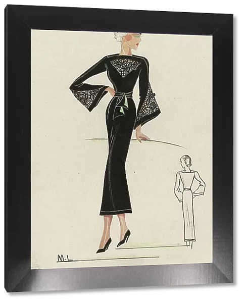Woman in Black Dress, 1936, No. 11, c.1936. Creator: Monogrammist M.L