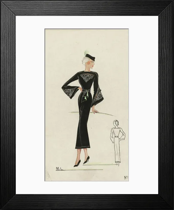 Framed Print : Woman in Black Dress, 1936, No. 11, c.1936. Creator: Monogrammist M.L Framed Print : Woman in Black Dress, 1936, No. 11, c.1936. Creator: Monogrammist M.L
