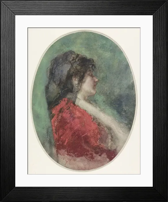 Framed Print : Portrait of a young woman in profile, 1855-1892. Creator: Mose, Bianchi Framed Print : Portrait of a young woman in profile, 1855-1892. Creator: Mose, Bianchi