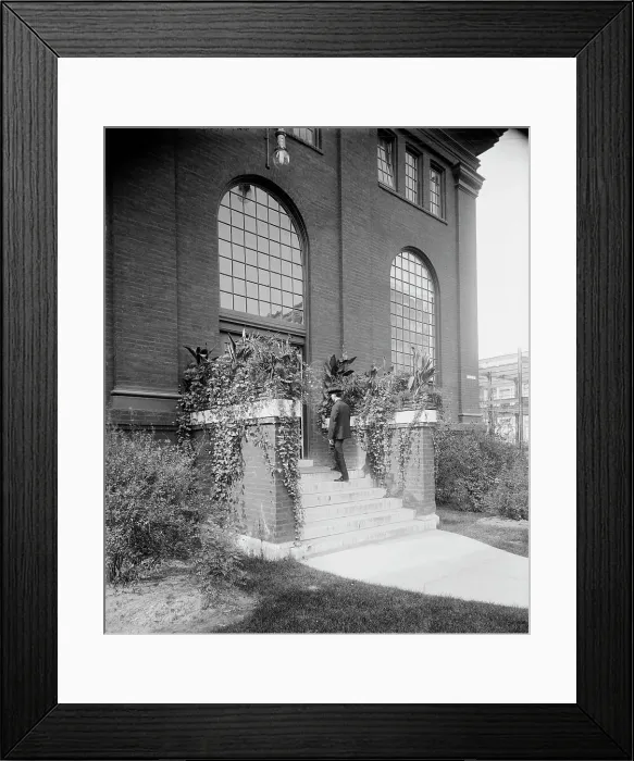 Framed Print : Front entrance to power house, National Cash Register [Company], Dayton, Ohio, (1902?). Creator: William H. Jackson