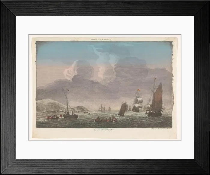 Framed Print : View of the coast of England with ships and boats on the water, 1745-1775. Creator: Anon Framed Print : View of the coast of England with ships and boats on the water, 1745-1775. Creator: Anon