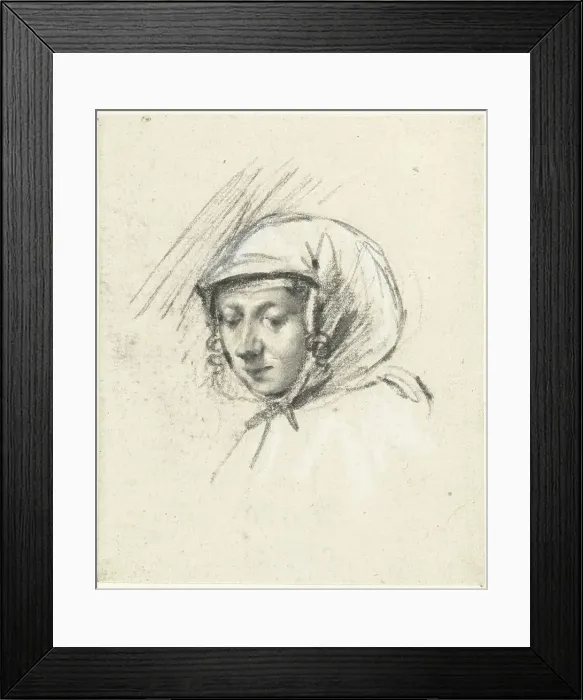 Framed Print : Head of a woman with a headscarf, to the left, c.1660. Creator: Moses ter Borch Framed Print : Head of a woman with a headscarf, to the left, c.1660. Creator: Moses ter Borch