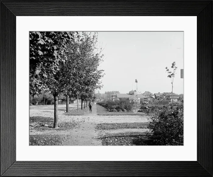 Framed Print : M Street with boys garden and officers club, National Cash Register [Company], Dayton, (1902?). Creator: William H. Jackson