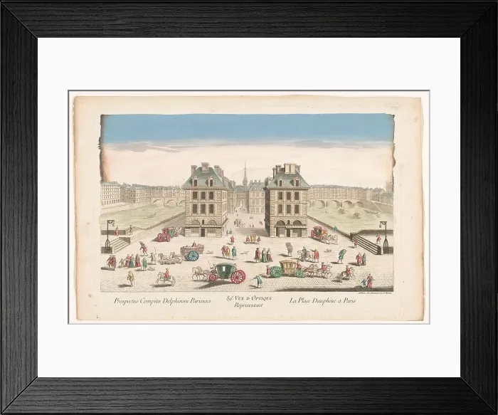 Framed Print : View of Place Dauphine with the built-up Pont au Change and Pont Saint-Michel... 1745-1775. Creator: Anon Framed Print : View of Place Dauphine with the built-up Pont au Change and Pont Saint-Michel... 1745-1775. Creator: Anon