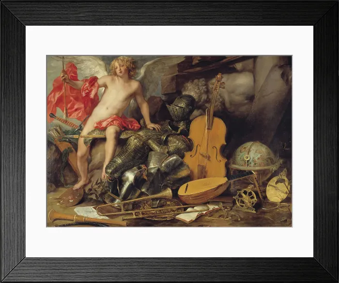 Framed Print : Triumphant Cupid among Emblems of Art and War, 17th century. Creators: Thomas Willeboirts, Paul de Vos Framed Print : Triumphant Cupid among Emblems of Art and War, 17th century. Creators: Thomas Willeboirts, Paul de Vos