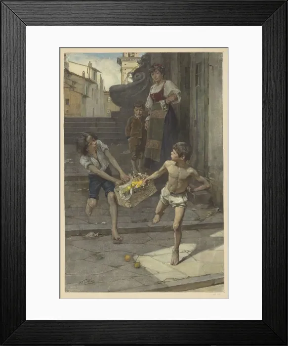 Framed Print : Street scene in an Italian city, 1865-1892. Creator: Nicolaes van der Waay Framed Print : Street scene in an Italian city, 1865-1892. Creator: Nicolaes van der Waay