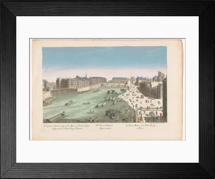 Framed Print : View of Pont Marie and the Pont Rouge over the Seine River in Paris, 1745-1775. Creator: Anon Framed Print : View of Pont Marie and the Pont Rouge over the Seine River in Paris, 1745-1775. Creator: Anon