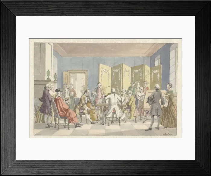 Framed Print : Interior with musicians, 1723-1760. Creator: Nicolaas Aartman Framed Print : Interior with musicians, 1723-1760. Creator: Nicolaas Aartman