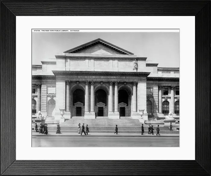 Framed Print : The New York Public Library, entrance, c.between 1910 and 1920. Creator: William H. Jackson Framed Print : The New York Public Library, entrance, c.between 1910 and 1920. Creator: William H. Jackson