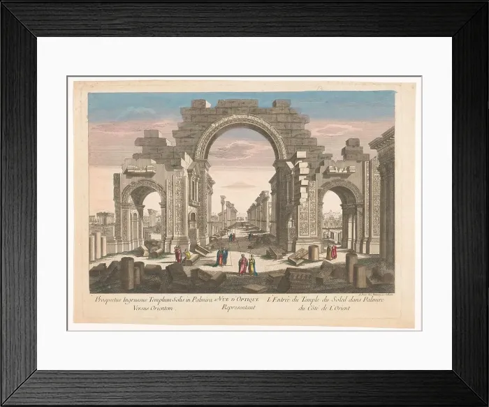 Framed Print : View of the ruin of the arch of the colonnade at Palmyra, seen from the east, 1745-1775. Creator: Anon Framed Print : View of the ruin of the arch of the colonnade at Palmyra, seen from the east, 1745-1775. Creator: Anon