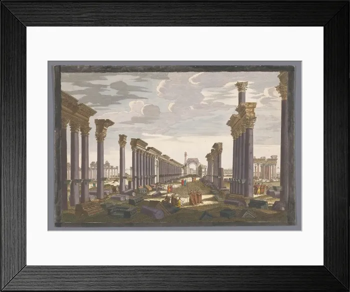 Framed Print : View of the ruin of the arch of the colonnade at Palmyra, seen from the west, 1745-1775. Creator: Anon Framed Print : View of the ruin of the arch of the colonnade at Palmyra, seen from the west, 1745-1775. Creator: Anon