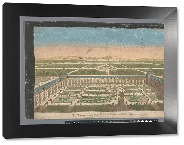 View of the garden and Buen Retiro Palace in Madrid, 1745-1775. Creator: Anon