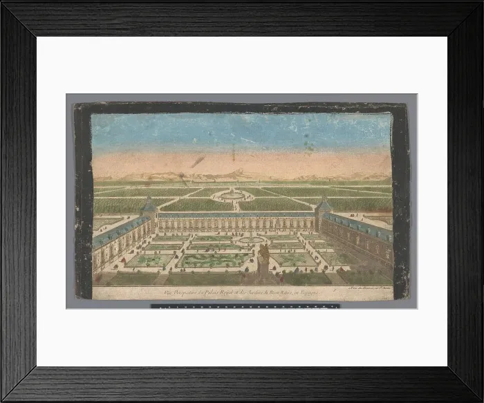 Framed Print : View of the garden and Buen Retiro Palace in Madrid, 1745-1775. Creator: Anon Framed Print : View of the garden and Buen Retiro Palace in Madrid, 1745-1775. Creator: Anon