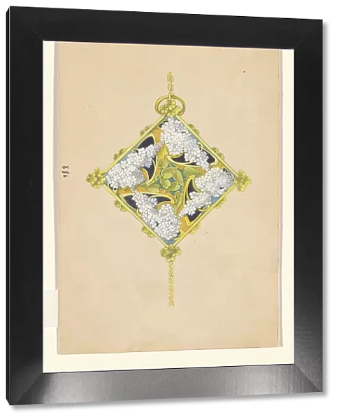 Design for a pendant with flower branches of lilacs, enamelled gold, c.1905. Creator: Paul Louchet