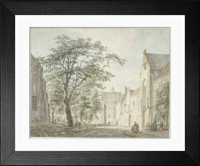 Framed Print : View in the city of Montfoort, 1775. Creator: Paulus van Liender Framed Print : View in the city of Montfoort, 1775. Creator: Paulus van Liender