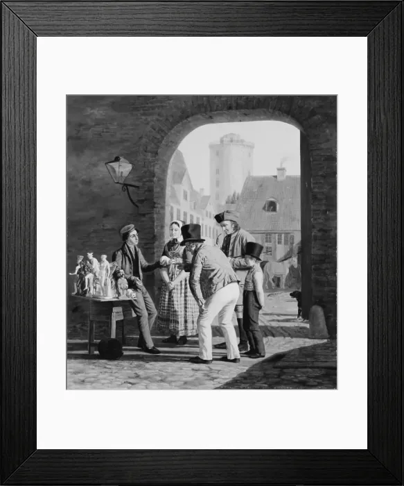 Framed Print : A Plaster Cast Vendor. Copenhagen Street Scene, 1838. Creator: Julius Friedlaender Framed Print : A Plaster Cast Vendor. Copenhagen Street Scene, 1838. Creator: Julius Friedlaender