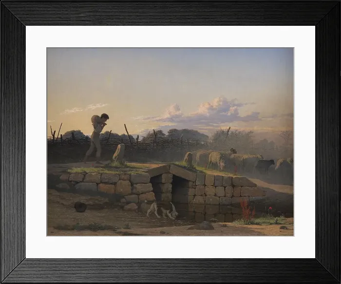 Framed Print : An Italian Shepherd Boy Driving a Flock of Sheep, 1838. Creator: Johan Vilhelm Gertner Framed Print : An Italian Shepherd Boy Driving a Flock of Sheep, 1838. Creator: Johan Vilhelm Gertner