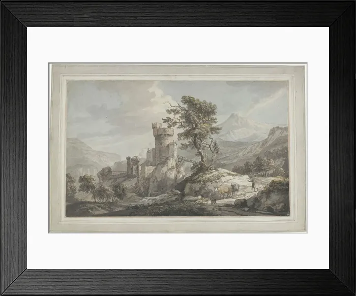 Framed Print : Mountainous Landscape with a Fortress, 1760. Creator: Paul Sandby Framed Print : Mountainous Landscape with a Fortress, 1760. Creator: Paul Sandby