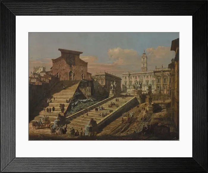 Framed Print : View of the Capitol with the Church of Santa Maria in Ara Coeli, 1768. Creator: Bellotto, Bernardo (1720-1780) Framed Print : View of the Capitol with the Church of Santa Maria in Ara Coeli, 1768. Creator: Bellotto, Bernardo (1720-1780)