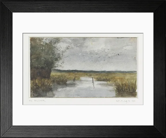 Framed Print : Grassland and canal, 1867-1913. Creator: Philip Zilcken Framed Print : Grassland and canal, 1867-1913. Creator: Philip Zilcken