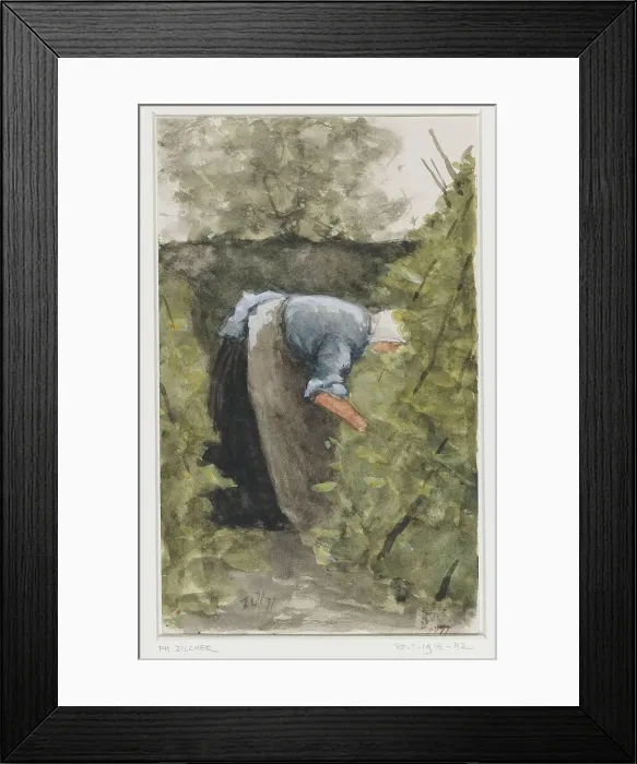 Framed Print : Woman in the vegetable garden, 1877. Creator: Philip Zilcken Framed Print : Woman in the vegetable garden, 1877. Creator: Philip Zilcken