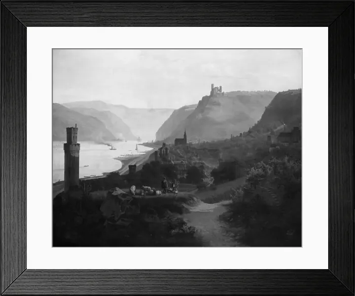 Framed Print : View of Oberwesel and the Rhine. Germany, 1840. Creator: Frederik Hansen Sodring Framed Print : View of Oberwesel and the Rhine. Germany, 1840. Creator: Frederik Hansen Sodring