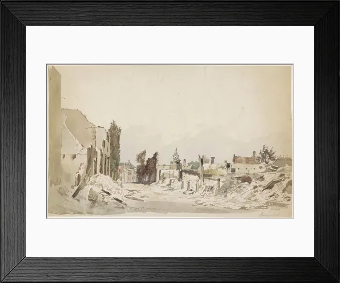 Framed Print : The ruins in Bodegraven after the June 1870 fire, 1870. Creator: Pieter Adrianus Schipperus Framed Print : The ruins in Bodegraven after the June 1870 fire, 1870. Creator: Pieter Adrianus Schipperus