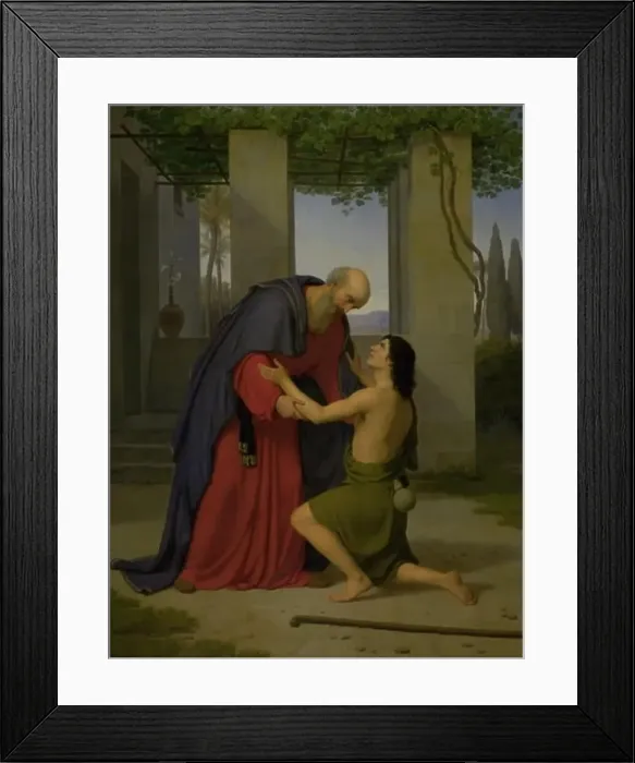 Framed Print : The return of the prodigal son, 1843. Creator: Adam August Müller Framed Print : The return of the prodigal son, 1843. Creator: Adam August Müller